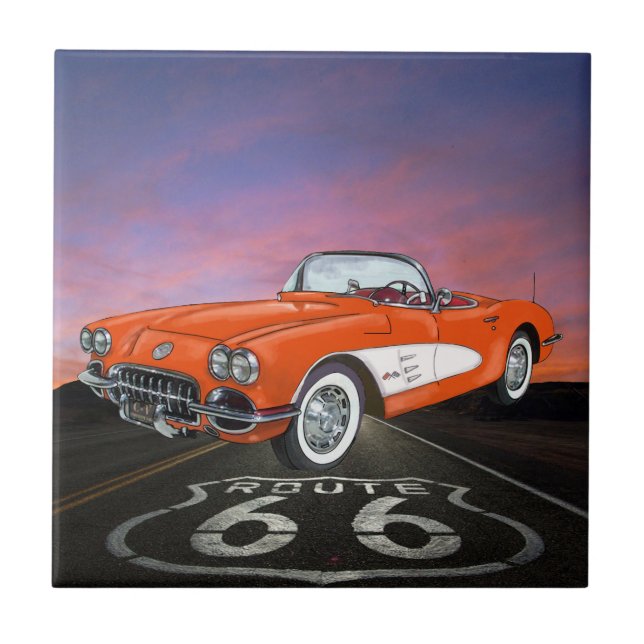 Vintage Cars - Route 66 - SRF Tile (Front)