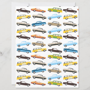 Vintage Cars Scrapbook Paper