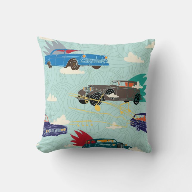Vintage Cars: Sky Clouds Pattern Cushion (Front)