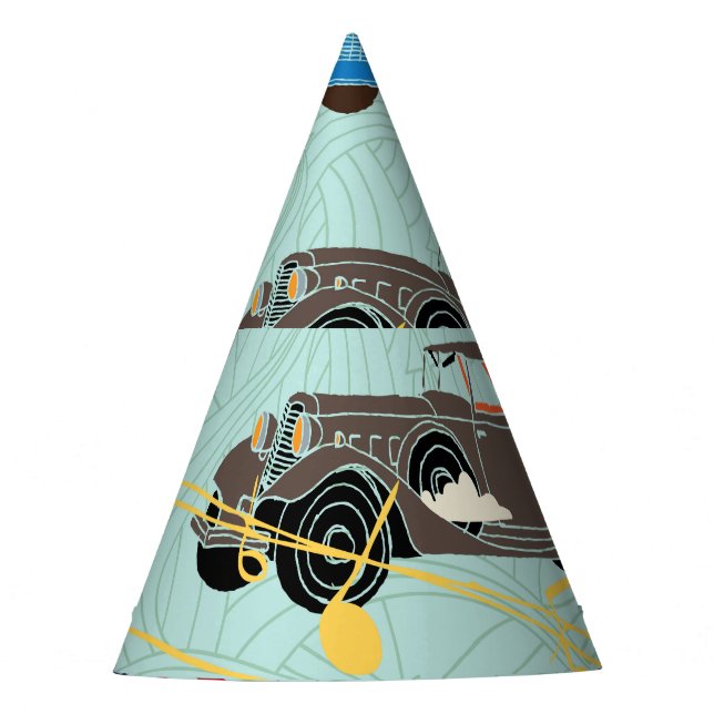 Vintage Cars: Sky Clouds Pattern Party Hat (Front)