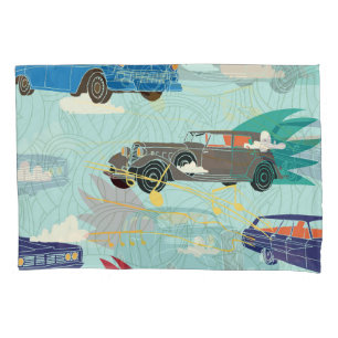 Vintage Cars: Sky Clouds Pattern Pillowcase