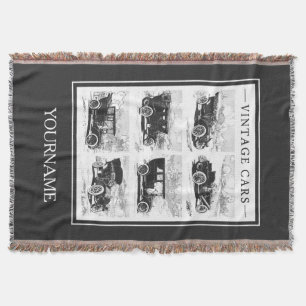 Vintage cars throw blanket