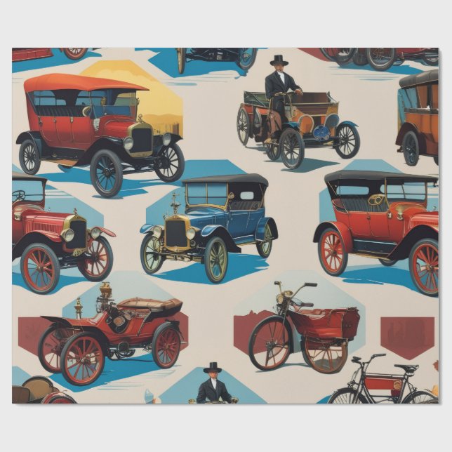 Vintage Cars Wrapping Paper  (Flat)