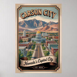 Vintage Carson City Nevada Retro Travel Poster