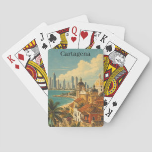 Vintage Cartagena Colombia Caribbean Travel Playing Cards