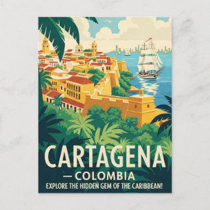 Vintage Cartagena Colombia Travel Postcard