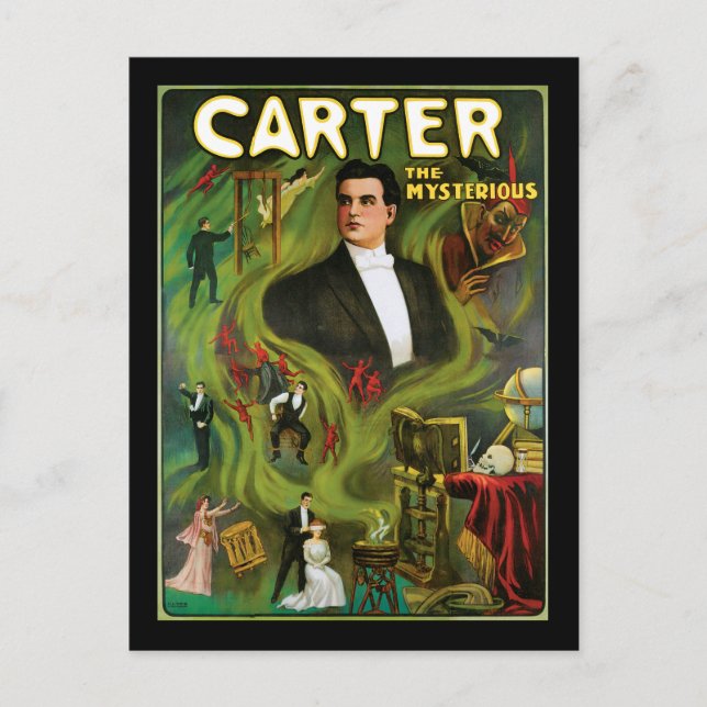 Vintage Carter the Mysterious Magic Poster Postcard (Front)