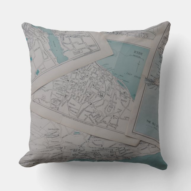 Vintage Cartographer's Dream Throw Pillow (Front)