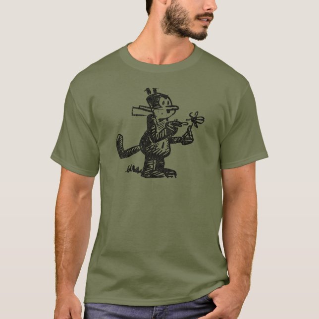 Vintage Cartoon Cat Distressed T-Shirt (Front)