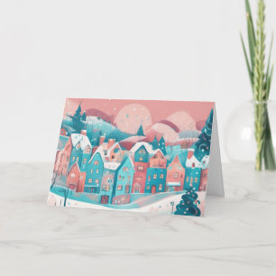 Vintage Cartoon Christmas Village Card Custom Mess