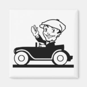 Vintage cartoon classic car retro comics  magnet