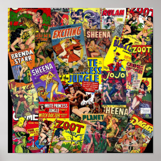 Vintage cartoon collage poster
