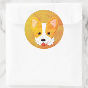 Vintage Cartoon Corgi  Classic Round Sticker