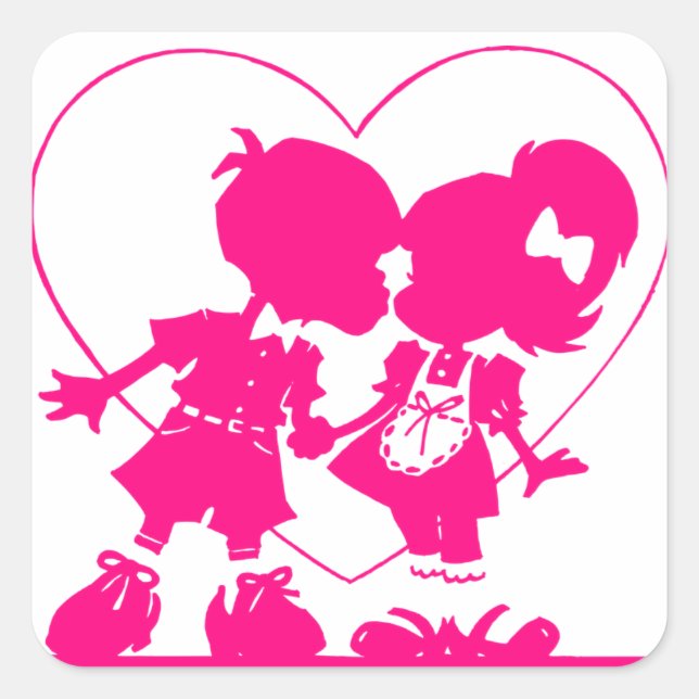 Vintage Cartoon Drawing Couple Kissing  Sticker (Front)