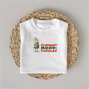 Vintage cartoon elf Tangled in Lights ironic T-Shirt