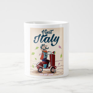 Vintage cartoon Italy travel post card. Large Coffee Mug