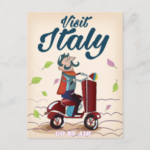 Vintage cartoon Italy travel post card. Postcard