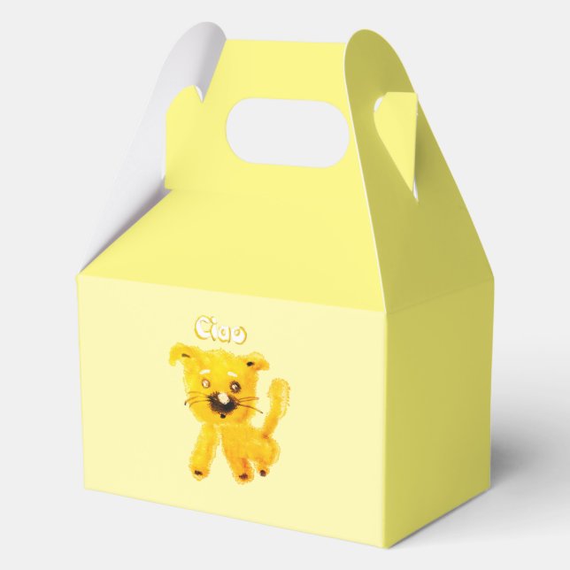 Vintage Cartoon Kids – Cheerful Yellow Puppy Favour Box (Back)
