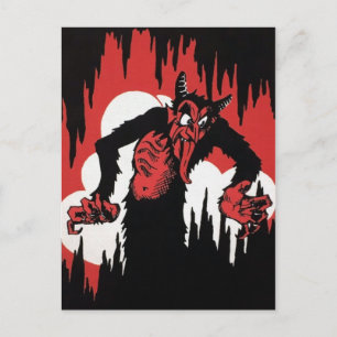 Vintage Cartoon Krampus Postcard