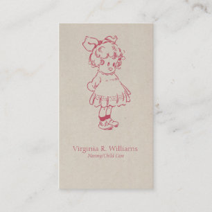 Vintage Cartoon Little Girl Business Card