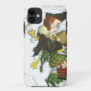 Vintage Cartoon Map of Scotland iPhone 11 Case
