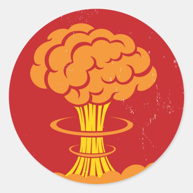 Vintage Cartoon Mushroom Cloud Classic Round Sticker (Front)