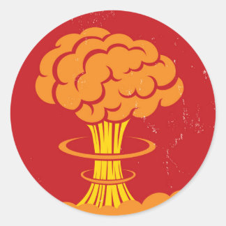 Vintage Cartoon Mushroom Cloud Classic Round Sticker