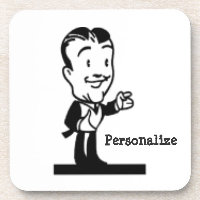 Vintage cartoon retro black and white comics  coaster (Front)