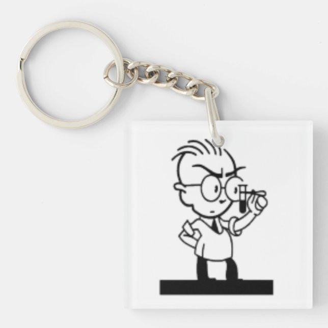 Vintage cartoon science chemist comic  key ring (Front)