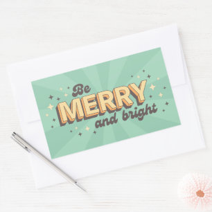 Vintage cartoon style Xmas greetings text Rectangular Sticker