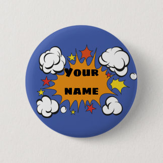 Vintage Cartoon Superhero Fight Bubble CUSTOMIZE I 6 Cm Round Badge