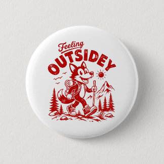 Vintage Cartoon Walking Fox Feeling Outsidey 6 Cm Round Badge