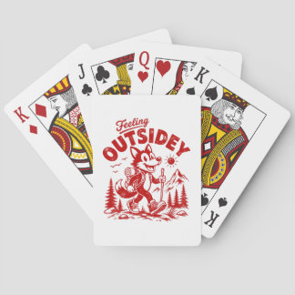 Vintage Cartoon Walking Fox Feeling Outsidey Playing Cards