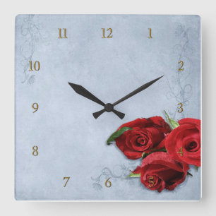 Vintage Cascade Blue Square Wall Clock