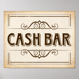Vintage CASH BAR Sign Print