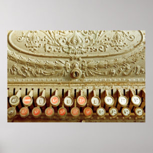 Vintage cash register, covered in dust and cobweb poster