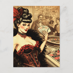 Vintage Casino Girl Postcard