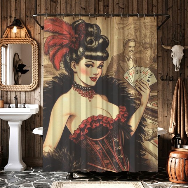 Vintage Casino Girl Shower Curtain (Creator Uploaded)