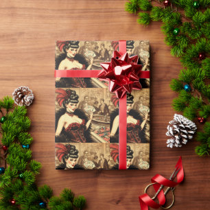 Vintage Casino Girl Wrapping Paper