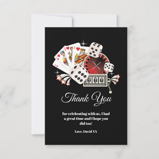 vintage casino, poker, adult, thank you card (Front)