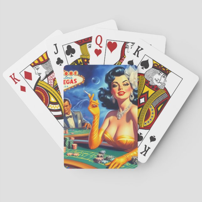 Vintage Casino Woman Playing Cards (Back)