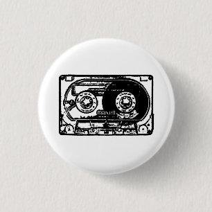 Vintage cassette 3 cm round badge