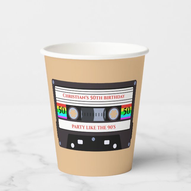 Vintage cassette birthday  paper cups (Front)