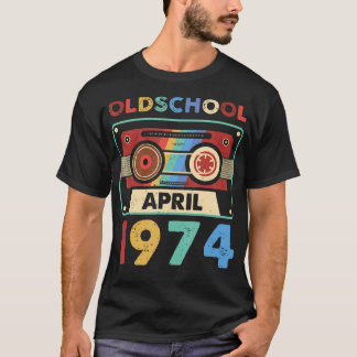 Vintage Cassette Oldschool April 1974 46Th Birthda T-Shirt