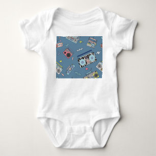 Vintage Cassette Players: Retro Seamless Art Baby Bodysuit