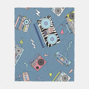 Vintage Cassette Players: Retro Seamless Art Fleece Blanket