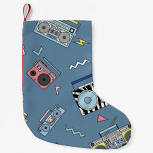 Vintage Cassette Players: Retro Seamless Art Small Christmas Stocking
