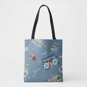 Vintage Cassette Players: Retro Seamless Art Tote Bag