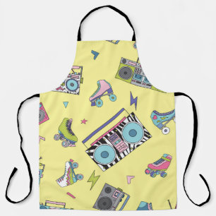 Vintage cassette, roller skates: retro apron