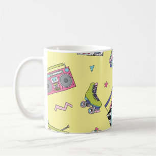 Vintage cassette, roller skates: retro coffee mug